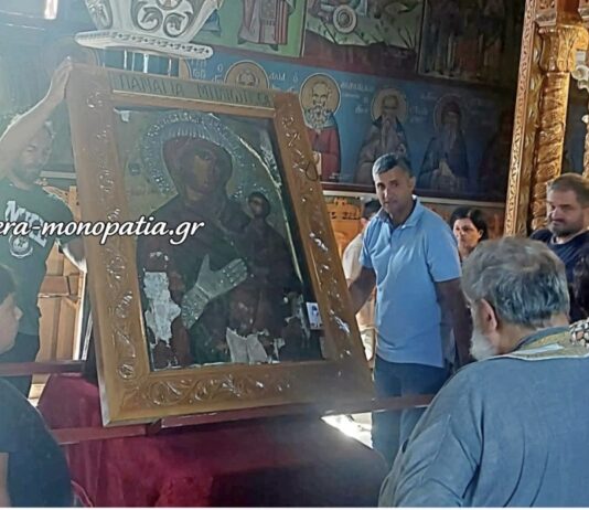 Σε κλίμα κατάνυξης η μεταφορά της Παναγίας της Μηλιώτισσας από το προσκυνητάρι Της