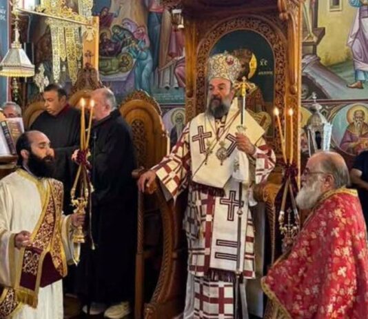 Σαντορίνη: Αρχιερατική Θεία Λειτουργία και λιτανεία για την εορτή του Αγίου Ευσταθίου